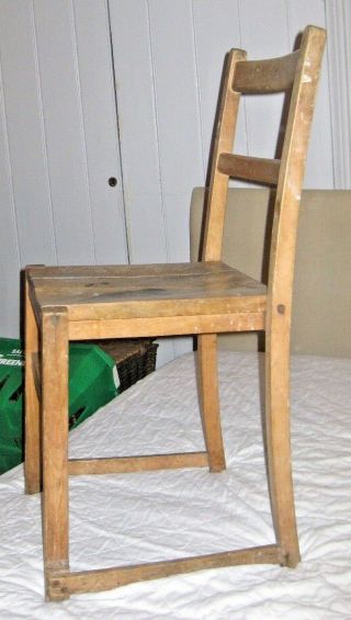 Antique Solid Oak School Style Chair With Patent Number