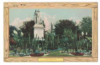 Philadelphia Pa Vtg Pc Cactus Beds Statue Fairmount Park