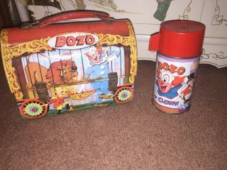Vintage 1963 Aladdin Bozo The Clown Lunch Box And Thermos