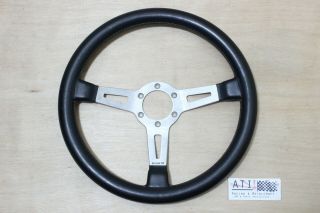 Rare Vintage Abarth Silver Leather Steering Wheel 350mm 35cm,  Fiat Porsche 911