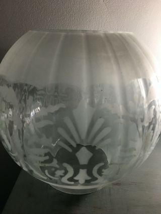 A Round Frosted Wrythen Acid Etched Oil Lamp Shade