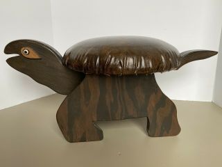 Vintage 22  Wood Turtle Foot Stool foot rest Mid Century Modern Wooden Tortoise 2