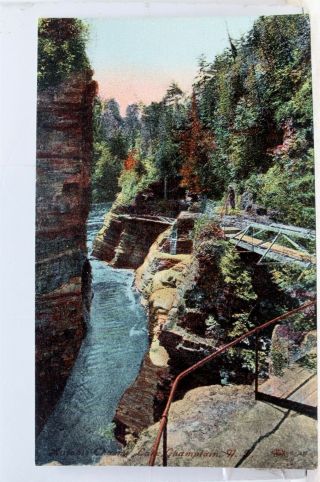 York Ny Lake Champlain Ausable Chasm Postcard Old Vintage Card View Standard