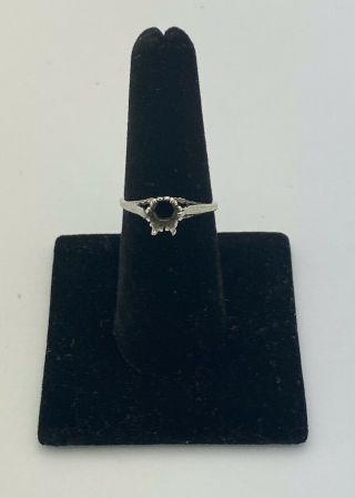 Vintage 14k White Gold Filigree Semi Mount Ring Setting Size 7