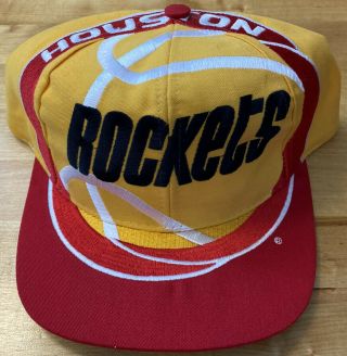 Vintage 90’s Houston Rockets Snapback Hat Cap The Game Big Logo Nba Embroidered
