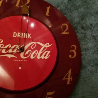 1950 ' s Vintage Coca Cola Art Deco Tin Advertising wall Clock Sign Coke 18 