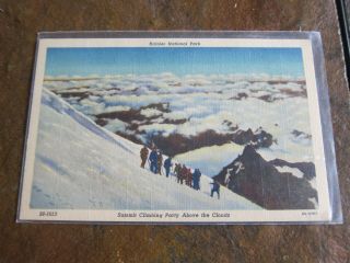 Vintage Postcard Mt.  Mount Rainer National Park Summit Climbing