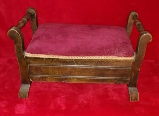 Small Antique Vintage Unusual Foot Stool With A Storage Space 21 " X 12 " X 12 "