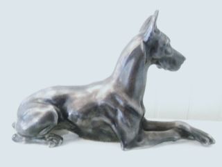 Rare Large Silver Plated Great Dane Figurine Vintage 1950s