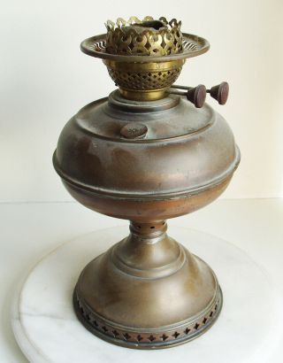 Vintage Copper And Brass Paraffin Oil Lamp 30cm Tall
