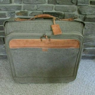 Vintage Hartmann Tweed W/ Leather Belting Rolling Garment Bag Travel Luggage