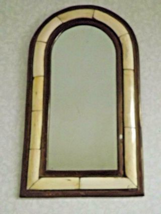 Vintage Moroccan Hand Crafted Arch Shape Mirror Brass & Camel Bone Surround 2363