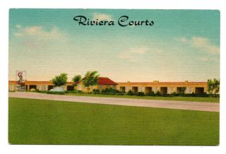 Vintage Linen Postcard Of The Riviera Courts Motel - Miami,  Ok On Us 66 Exc