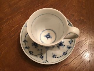Vintage Royal Copenhagen Blue Fluted Plain Lace Coffee Cup and Saucer Antique 2