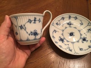Vintage Royal Copenhagen Blue Fluted Plain Lace Coffee Cup and Saucer Antique 3