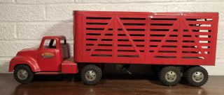 Vintage Tonka Semi Truck Livestock Tractor Trailer Pressed Steel