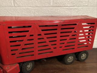 Vintage Tonka Semi Truck Livestock Tractor Trailer Pressed Steel 3
