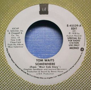 Tom Waits - Somewhere - 1978 Nm Promo 45