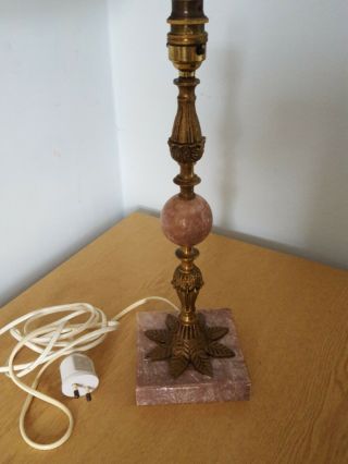 Vintage Antique Rare Victorian Style Marble And Brass Ornate Table Lamp 15 "