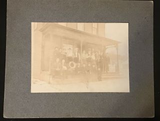 Antique Cabinet Card Photo Group Of People With Phonograph And Beer In Porch