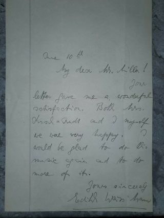 Legendary Harpsichordist Edith Weiss - Mann Ultra - Rare Signed Vintage Letter