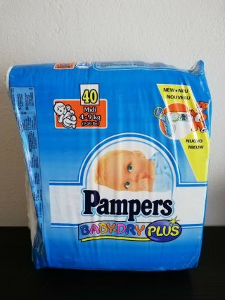 Vintage Pampers Baby Dry Plus 40 diapers for Boys size Midi 4 - 9 kg,  9 - 20 lbs 3