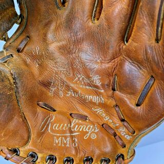 Vintage Rawlings Mm3 Baseball Glove Mitt Mickey Mantle Autograph Edition