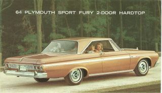 1964 Plymouth Sport Fury 2 - Door Hardtop Vintage Promotional Advertising Postcard