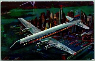 Vintage 1950s North American Airlines Advertising Postcard Dc - 6b Airliner Plane