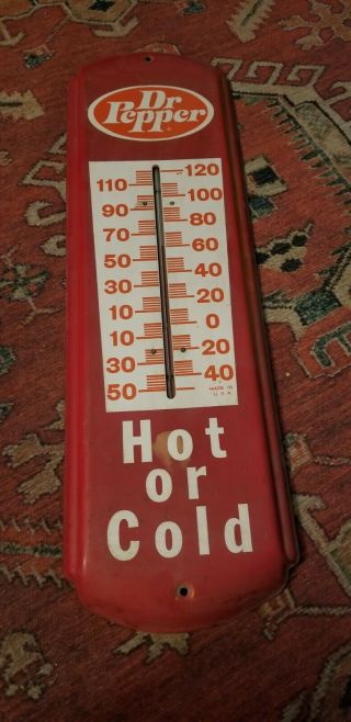 Vintage Dr Pepper Thermometer Metal 27 High 8 In Wide