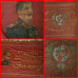 Russian Vintage Soviet Stalin Pennant Flag Banner Pole Star 1940th