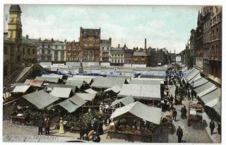 Leicester Market Place Vintage Postcard 30.  7