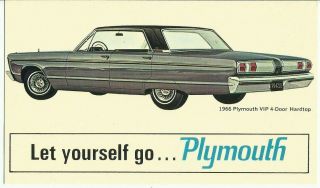 1966 Plymouth Vip 4 - Door Hardtop Vintage Dealer Pc Altman & Kramer Huntington In