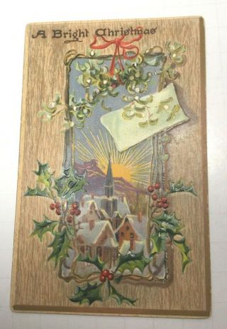 Vintage Christmas Postcard By Tuck,  Series “oak Panel” 504,  Posted 1910