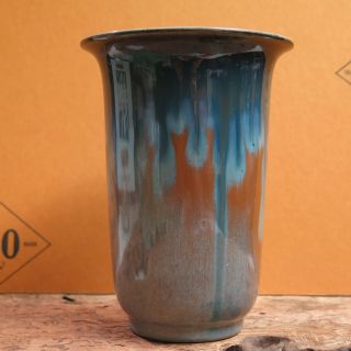 Vintage Rookwood Pottery Vase Molten Drip Blue & Brown High Gloss Glaze 7 "