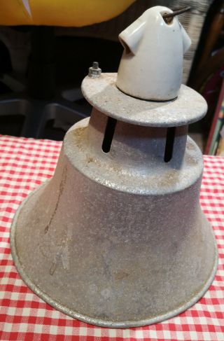 Vintage Industrial Metal Pendant Light - Philips - Bell Shape - Ceramic Lamp Holder