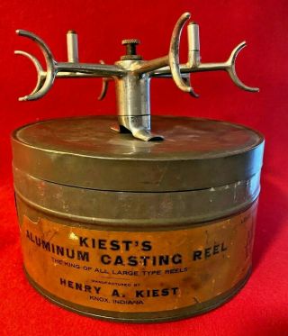 F) Vintage Henry A Kiest Aluminum Casting Reel In Tin Can Knox Indiana In