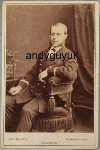 Cabinet Card Royal Navy Officer Military Plymouth Antique Heath Photo Sailor