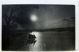 York Ny Nyc Hudson River Moonlight Postcard Old Vintage Card View Standard