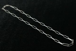 Vintage Mid 20thc Italian Sterling Silver Industrial Chain Link Necklace 27 1/2 "