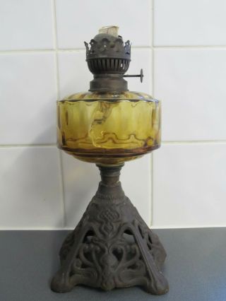Victorian Veritas ? Oil Lamp Glass Amber Loft Find Art Nouveau