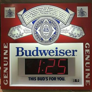1986 Vintage Budweiser Digital Clock Sign
