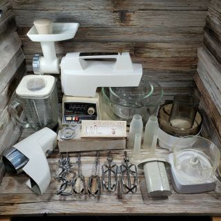Vintage Oster Regency Kitchen Center Blender Mixer Processor Icer Slicer