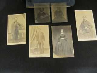 6 Antique Photos Civil War Era 3 Women 2 Are Glass 1 Board 3 Men Lowell Mass