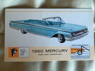 Vintage 1960 Mercury Park Lane Convertible Postcard (a - 166)