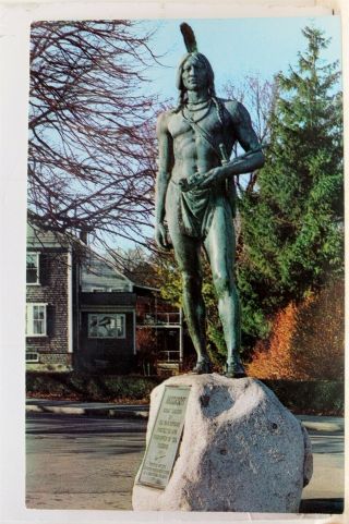 Massachusetts Ma Plymouth Rock Indian Chief Massasoit Harbor Statue Postcard Old