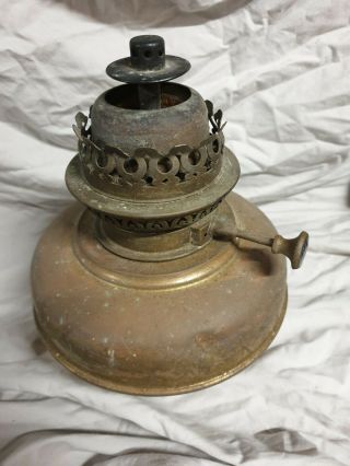 Antique Large Veritas Victorian Brass Oil Lamp With Central Burner