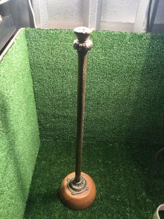 Antique Brass Tall Lamp With Wooden Base