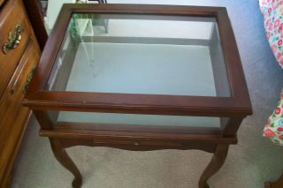 Vintage Display Case Curio Table.  wood and glass.  counter display Case 2