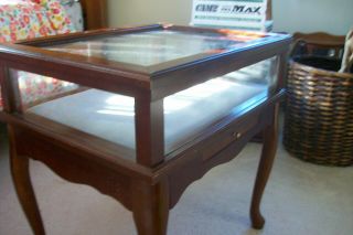 Vintage Display Case Curio Table.  wood and glass.  counter display Case 3